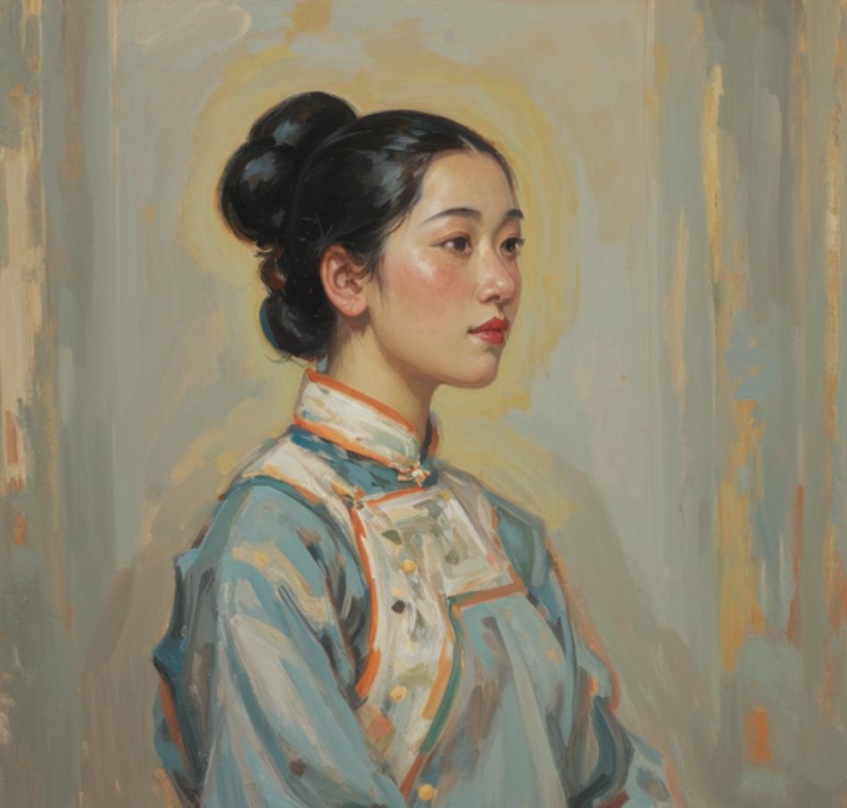 站立女子油画艺术，油画欣赏：充满艺术感