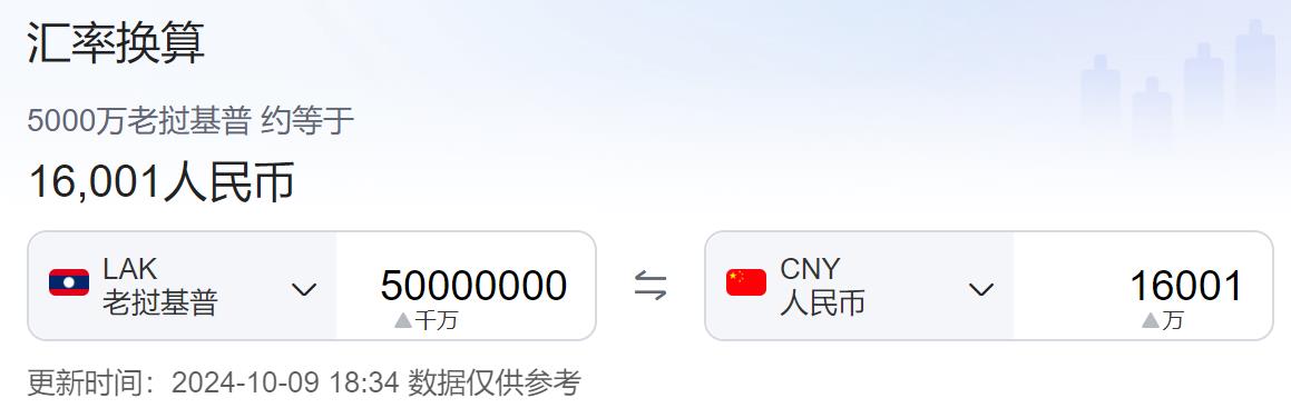 五千万老挝币是多少人民币